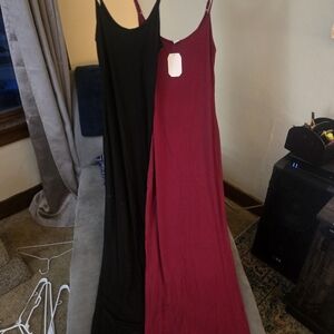 Elegant Black and Red Maxi Dress